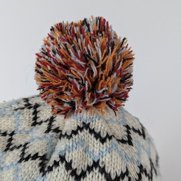 Winter Teen Chullo Hat Sweater Print Reindeer Deer Orange Plaid Red Blue Winter - Picture 3 of 7